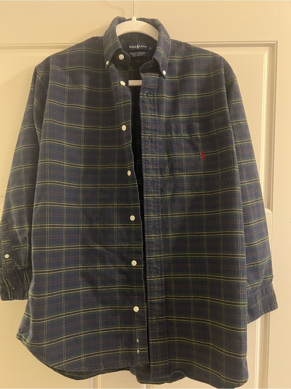 Ralph Lauren Navy and Green Plaid Button-Down Shirt